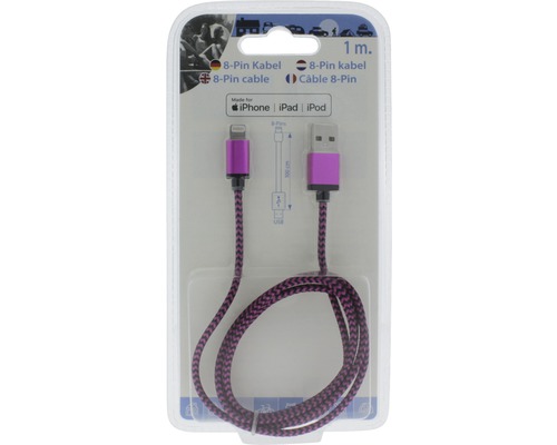 8-kolíkový kábel pre iPhone, iPad a iPod, dĺžka 1 meter