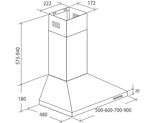 Technický nákres odsávača pár s rozmermi