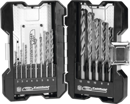 Sada vrtákov do kameňa v otvorenom kufríku