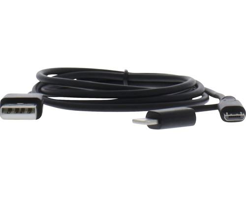 Čierny dátový USB kábel s USB konektorom a Micro-USB konektorom