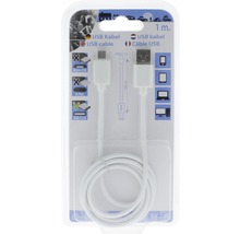 Biely USB kábel, jeden meter dlhý, v obale
