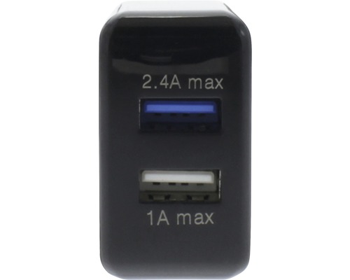 Čierna USB nabíjačka s dvomi portami