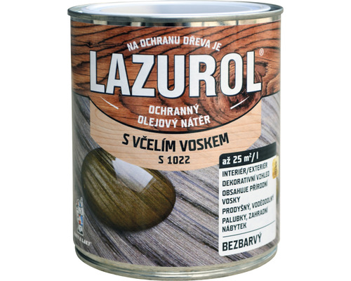Lak s voskom na drevo Lazurol S1022 0,75 l bezfarebný Bezfarebná lazúra na ochranu dreva v kovovom vedre