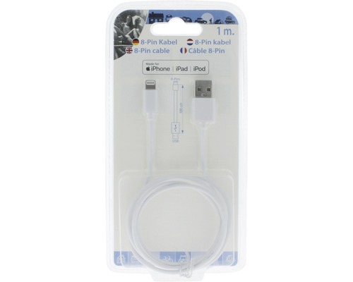 8-pinový kábel, 1 meter, na nabíjanie iPhone, iPad a iPod