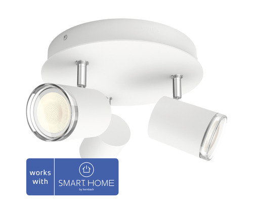 LED bodové svietidlo Philips HUE 34181/31/P6 Adore IP44 3x 5 W 3x 350 lm 2200-6500 K biele s diaľkovým ovládaním - kompatibilné so SMART HOME by hornbach Stropné svietidlo s tromi reflektormi