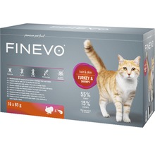 Kapsička pre mačky Finevo Hair&Skin morčacie a krevety 16 x 85 g-thumb-0