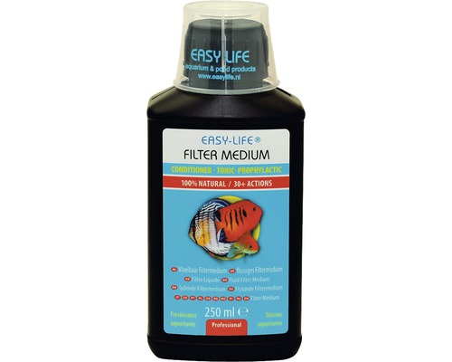 Prípravok na úpravu vody Easy Life Filter Medium 250 ml Easy Life Filter Medium v 250 mililitrovej fľaši pre sladkovodné a morské akváriá.