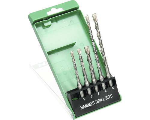Sada vrtákov do kladiva rôznych veľkostí v zelenom balení