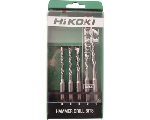 Sada vrtákov do kladiva HiKOKI rôznych veľkostí v balení.