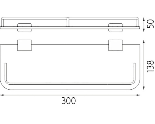 Technický nákres police na uteráky s rozmermi