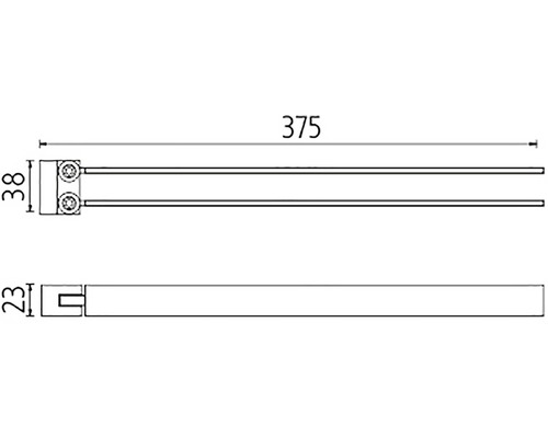 Technický nákres držiaka na uteráky s rozmermi.