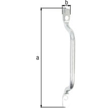 Obrázok kľučky dverí s rozmermi a a b.