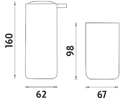 Rozmery dávkovača mydla a pohára na zubné kefky