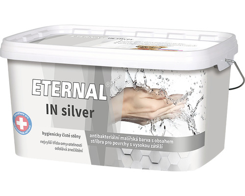 Farba na stenu ETERNAL IN Silver antibakteriálna s obsahom striebra biocíd biela 4 kg Vedro interiérové farby Eternal IN Silver