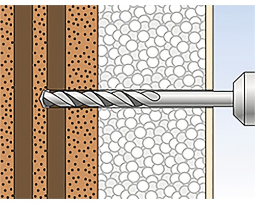 Ilustrácia vrtáka vŕtajúceho do steny