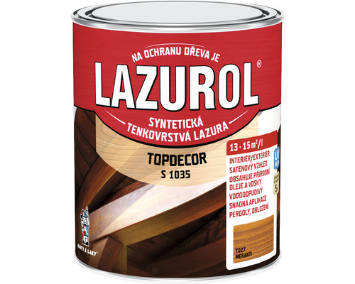 Lazúra na drevo Lazurol Topdecor S1035 T27 meranti 0,75 l Lazurol Topdecor tenkovrstvá lazúra na drevo, plechovka