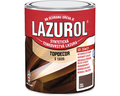 Lazúra na drevo Lazurol Topdecor S1035 T83 višňa 0,75 l Lazurol tenkovrstvá lazúra na ochranu dreva pre interiér a exteriér