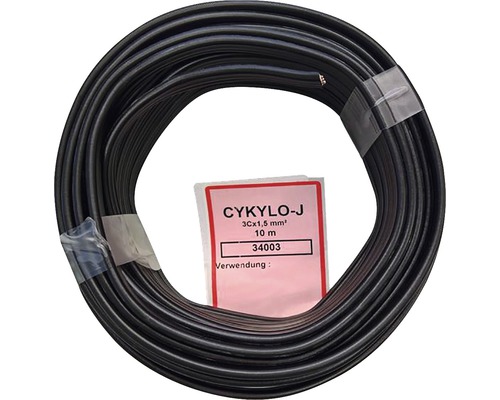 Kábel CYKYLO-J 3Cx1,5mm² čierny 10 m