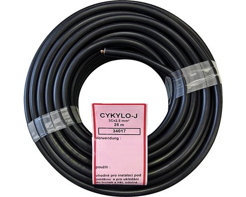 Kábel CYKYLO-J 3Cx2,5mm² čierny 25 m