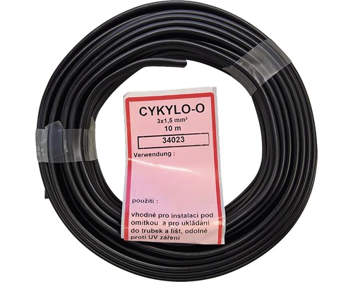 Kábel CYKYLO-O 3x1,5mm² čierny 10 m