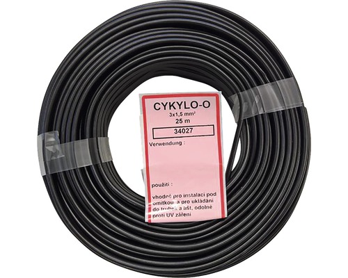 Kábel CYKYLO-O 3x1,5mm² čierny 25 m