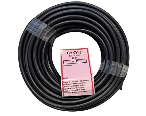 Kábel CYKY-J 3Cx1,5mm² čierny 25 m