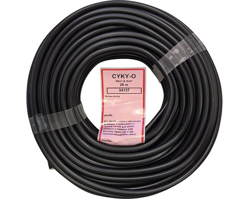 Kábel CYKY-O 3Ax1,5mm² čierny 25 m