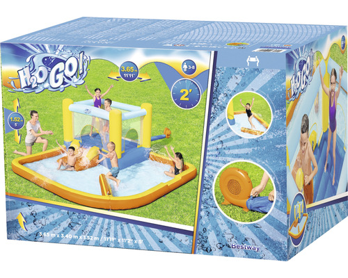 Balenie nafukovacieho aquaparku Bestway H2OGO s bazénom pre deti, skákacím hradom a toboganom