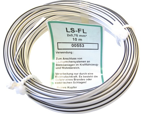 Audio kábel V03VH-H (CYH) 2x0,75 mm² biely-čierny 10 m Reproduktorový kábel s dĺžkou 10 metrov