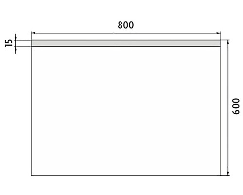 Technický nákres s rozmermi: 800 x 600 x 15 milimetrov