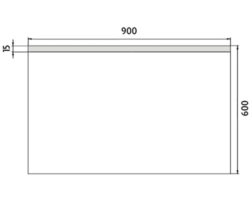 Technický nákres s rozmermi: 900 krát 600 a 15