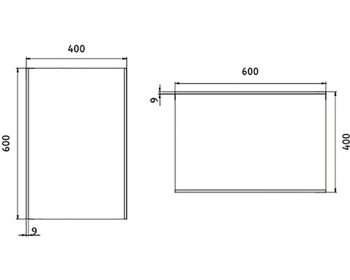 Technický nákres kusu nábytku s rozmermi