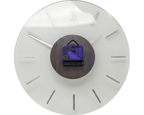 Nástenné hodiny so sklenenou prednou stranou a indexom čiary