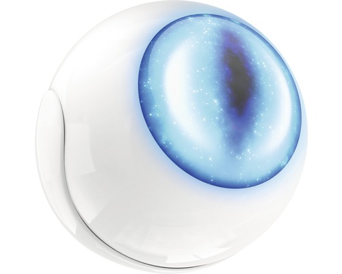 Pohybový senzor v tvare gule s modrou galaxiou