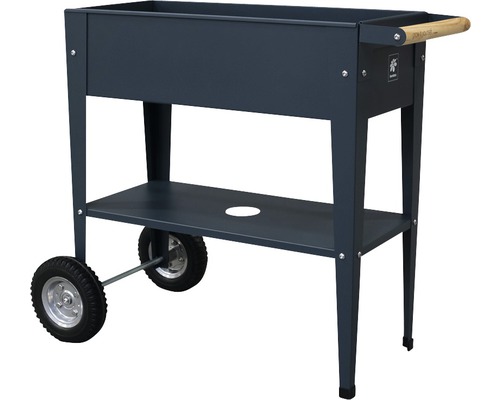 Mobilný vyvýšený záhon s kolieskami a úložným priestorom