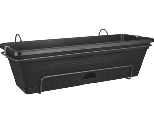 Tmavý kvetináč s držiakom na balkón