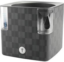 Štvorcový kvetináč so zavlažovacím systémom a ukazovateľom hladiny vody