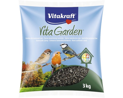 Krmivo pre vonkajšie vtáctvo Vita Garden slnečnica čierna 3 kg Balenie krmiva pre vtáky, druh čierne slnečnicové semená od Vitakraft, 3 kilogramy