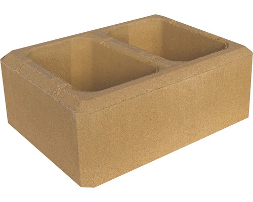 Betónový plot Simple Block stĺpiková tvarovka HX 1/30/AF 40 x 30 x 15 cm okrová Betónový kvetináč s dvoma otvormi