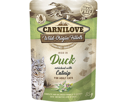 Kapsička pre mačky Carnilove Duck with Catnip 85 g