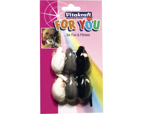 Hračka pre mačky Vitakraft myšky s kožušinou 6 ks 5 cm