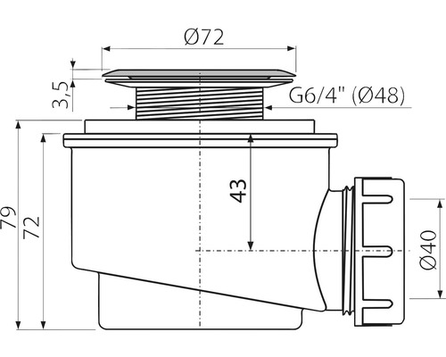 Technický nákres výpustného ventilu s rozmermi