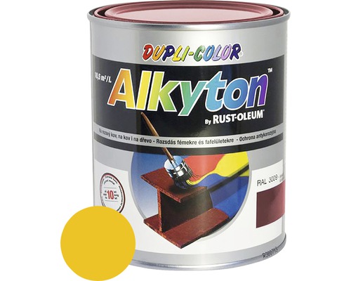 Samozákladová farba na hrdzu i drevo lesklá Alkyton 0,75 l horčicovo žltá RAL1021-0