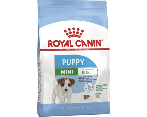 Granule pre psov Royal Canin Mini Junior 800 g Logo Royal Canin. 10 kilogramové balenie krmiva pre šteňatá Royal Canin Mini Puppy, pre šteňatá do veku 10 mesiacov.