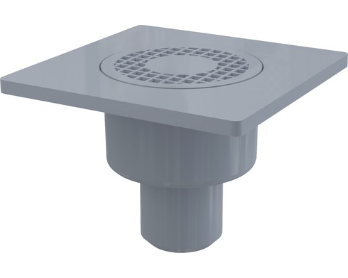 Podlahová vpusť Alcadrain 150x150x50 mm priama, mriežka šedá, vodná zápachová uzávera Štvorcová podlahová vpust'' so sitkom