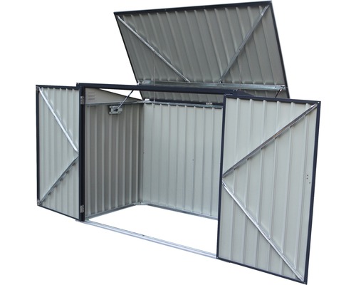 Otvorený kovový záhradný box pre záhradné uskladnenie