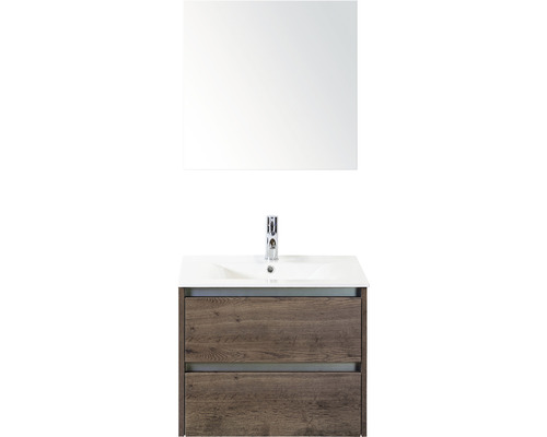 Kúpeľňový nábytkový set Sanox Dante farba čela tabacco ŠxVxH 61 x 170 x 46 cm s keramickým umývadlom a zrkadlom