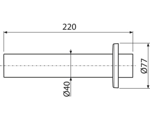 Technický nákres skrutky s rozmermi 220, priemer 40 a priemer 77