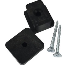 Dva čierne plastové dištančné vložky s dvoma skrutkami