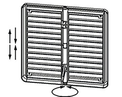 Ilustrácia vetracej mriežky s nastaviteľnými lamelami a otočnou funkciou
